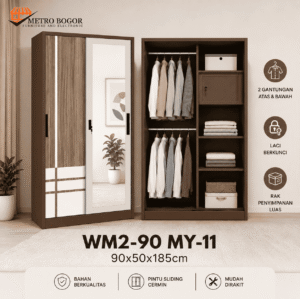 WM2-90-MY-11 Lemari Pakaian Besi Mee Do uk 90 WM2-90 MY-11