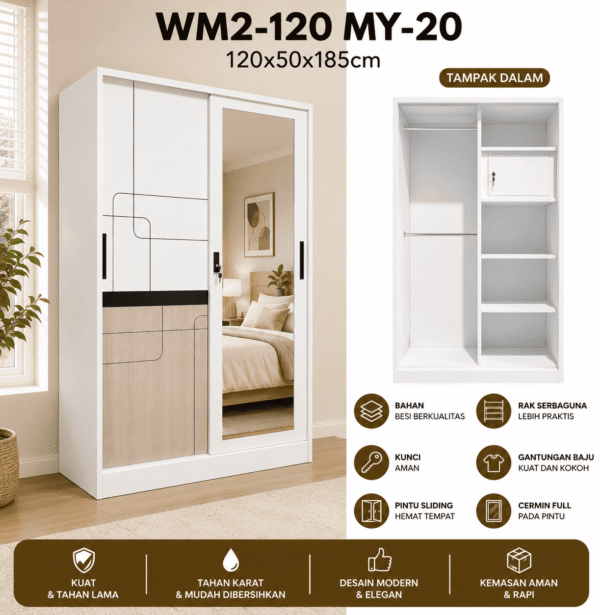 unnamed Lemari Pakaian Besi Mee do WM2-120 MY 20