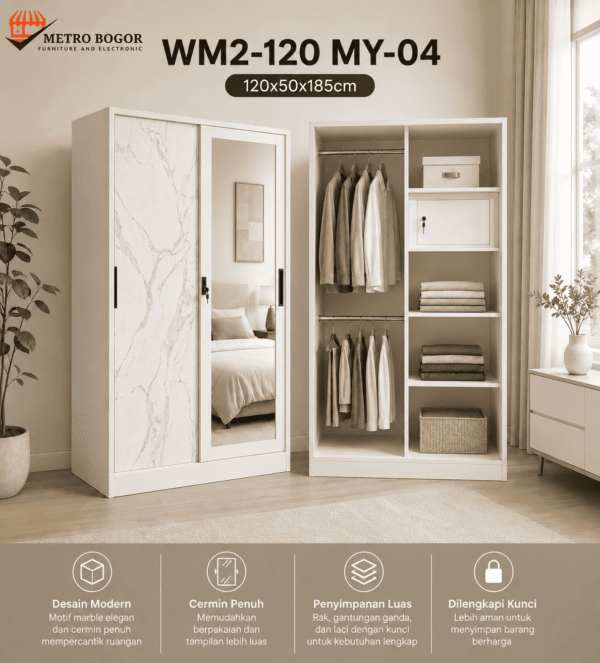 MY 04 Lemari Pakaian Besi Mee do WM2-120 MY 04