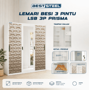 unnamed Lemari Pakaian Besi 3 Pintu Beststeel LSB 3P Prisma