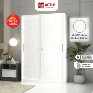 1.-Forte-SL-127-A_White_Lemari-Pakaian_Lemari-Besi_Lemari-Sliding_Ruang-Kamar_Cover_Activ-Furniture Lemari Pakaian Besi Activ Forte SL 127 A