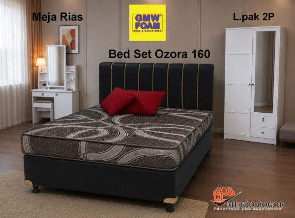 sasdas Promo Kamar set Deluxe 4 ( Kasur GMW Bed set 160 + Lemari 2 Pintu Romaro + Meja Rias Romaro )