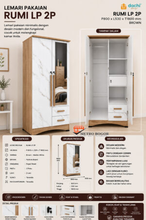 Lemari Pakaian 2 Pintu Dachi Rumi LP2P