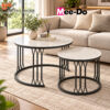 Elegant Gold-Frame Nesting Tables Meja Tamu Granit Susun 2 Mee do CT Davian